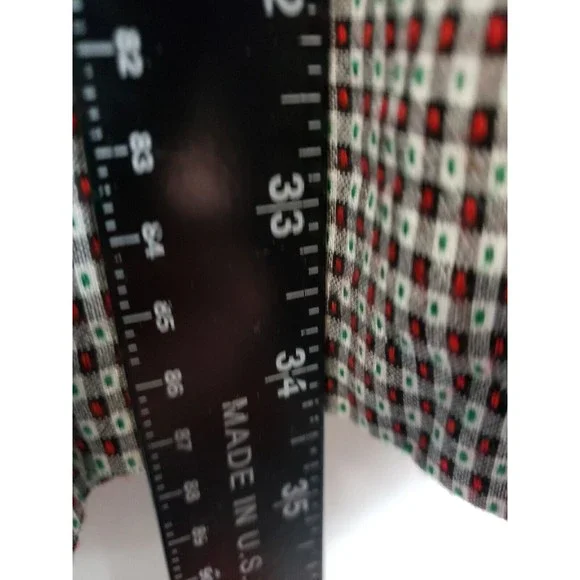 MARISA CHRISTINA WOMEN'S sz large red green checks Pleated Midi Skirt elastic - Picture 5 of 8